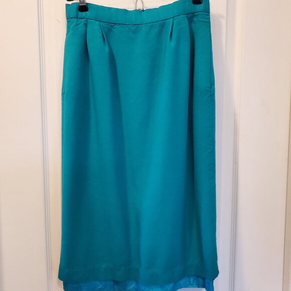 VTG Jacqueline Ferrar Teal Suit Set | Shrunk | Gold Button Blazer & Pencil skirt - Picture 12 of 16